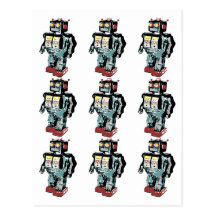 9 Roboter Postkarte