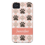 Abdeckung des FriedensLiebe-Hundetatzen-Druck-4 de iPhone 4 Case-Mate Hülle