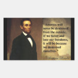 Abe Lincoln Zitat "Amerika ist nie… " Rechteckige Sticker