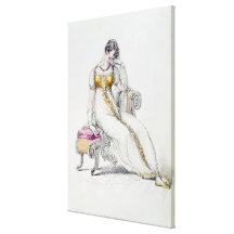 Abendskleid oder Hochzeitskleid, Modeplatte von Galerie Gefaltete Leinwand