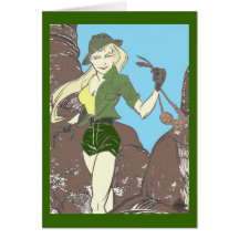ABENTEUER-MÄDCHEN-COMIC-GRUSS-KARTE