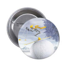 Abschüssiger Skifahrer Anstecknadelbutton