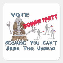 ABSTIMMUNGS-ZOMBIE-PARTY QUADRATAUFKLEBER