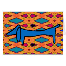 Abstrakte blaue Dackel Karte