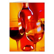 Abstrakte Flasche Wein-Gläser von Rotem und von we Grußkarten