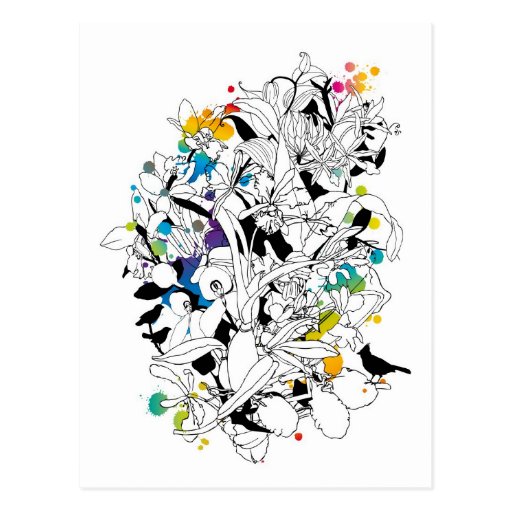 abstrakter Blumenentwurf Postkarte
