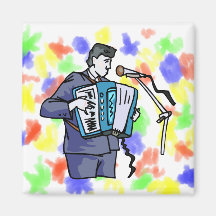 Accordian Spieler, dunkelblau, Gesang grafisches d Kühlschrankmagnet