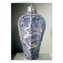 Achteckiger "Mei- P'ing" Vase mit Weiß Grußkarten