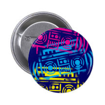 Achtzigerjahre SchablonenBoomboxes Button