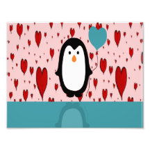 Adorable Penguin with Heart Balloon Photo