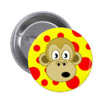 Affe-Knopf-gelber und roter Tupfen-Hintergrund Anstecknadelbuttons