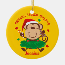 Affe-Mädchen-Sankt Helfer-personalisierte Verzieru Weihnachtsbaum Ornamente