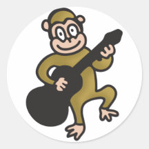 Affe mit Gitarre Runde Aufkleber