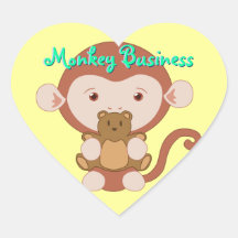 Affe mit Teddybear Herz-Aufklebern