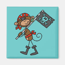 Affe-Pirat mit Flaggen-T-Shirts und Geschenken Magnete