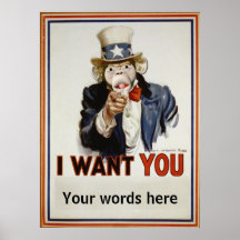 Affe-Uncle Sam Posterdruck