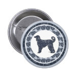 Afghanischer Jagdhund mit blauem Herz-Knopf Anstecknadelbuttons