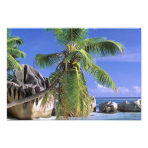 Afrika, Seychellen, La Digue Insel. Granit Photodrucke