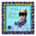 Afroamerikaner-Babyparty-blauer Goldjunge Einladungskarten