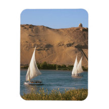 Ägypten, Assuan, der Nil, Felucca Segelboote, Vinyl Magnete