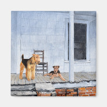 Airedale-Terrier auf der Veranda Kühlschrankmagnet