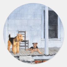 Airedale-Terrier auf der Veranda Sticker