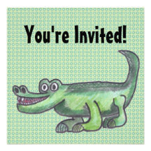 AL-E-GATOR Cartoon Individuelle Einladung