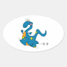 alberner niedlicher laufender blauer Dino-Dinosaur Stickers