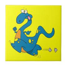 alberner niedlicher laufender blauer Dino-Dinosaur Fliesen