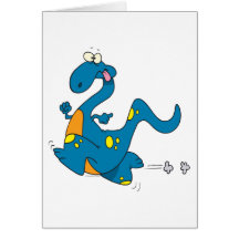 alberner niedlicher laufender blauer Dino-Dinosaur Karte