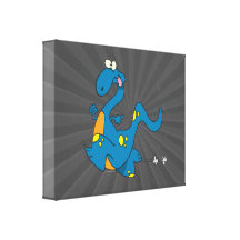 alberner niedlicher laufender blauer Dino-Dinosaur Gespannte Galerie Drucke