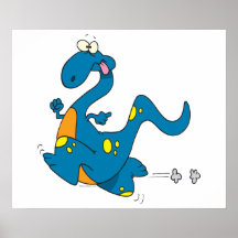 alberner niedlicher laufender blauer Dino-Dinosaur Posterdrucke