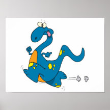 alberner niedlicher laufender blauer Dino-Dinosaur Plakatdruck