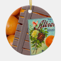 Albion Orangen-Frucht-Kisten-Aufkleber Ornament
