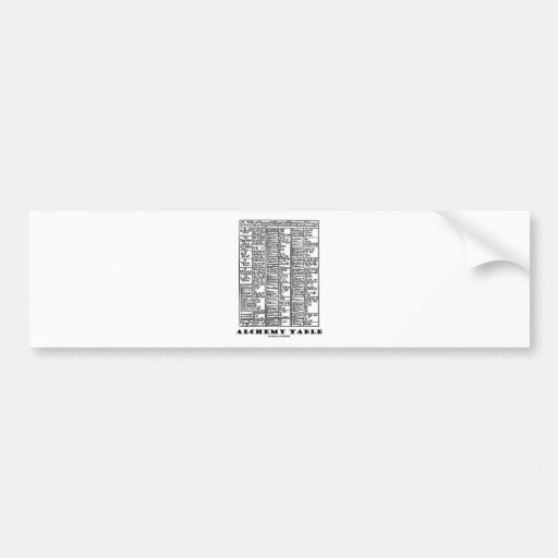 Alchimie-Tabelle (mittelalterliche Chemie-Symbole) Auto Sticker