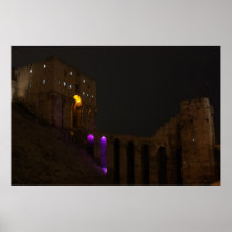 Aleppo-Zitadellen-Schloss nachts - Syrien poster