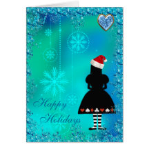 Alice im Wunderlandblaue Sequins-Weihnachtskarte