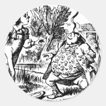 Alice und Tweedle Dee und Tweedle Dum Runder Aufkleber