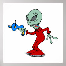 Alien mit Strahlngewehr Poster