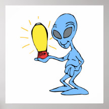 Alien mit wenigem Raketenschiff Poster