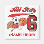 All Star-Sport-6. Geburtstag Kühlschrankmagnete