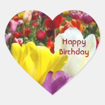 Alles Gute zum Geburtstagaufkleberherzform Tulpe-B