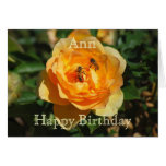 Alles- Gute zum Geburtstaggelb-Rose Ann mit Honigb Karte