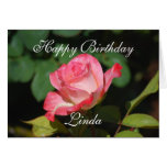 Alles- Gute zum Geburtstagrosa und weiße Rose Lind Karte