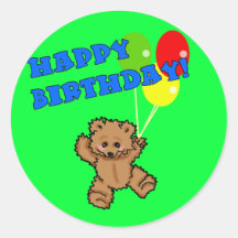 Alles- Gute zum GeburtstagTeddybär mit Ballonen Runder Sticker