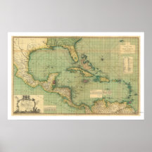 Allgemeines Diagramm der Antillen durch Speer 1796 Poster