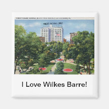 Allgemeines Quadrat, Wilkes-Barre PA Vintag Kühlschrankmagnete