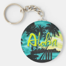 Aloha Aqua-Sonnenuntergang Keychain Schlüsselband
