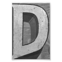Alphabet-Buchstabe D4 Schwarzweiss-4x6 Fotografische Drucke