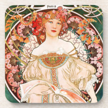 Alphonse Mucha F. Champenois Coasters Cocktail Untersetzer